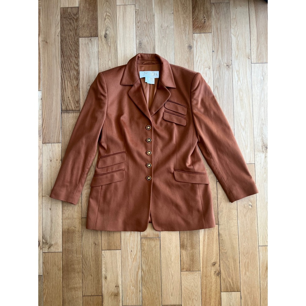 Escada Margaretha Ley 100% Cashmere Camel Brown Blazer Jacket Womens 42 or US L